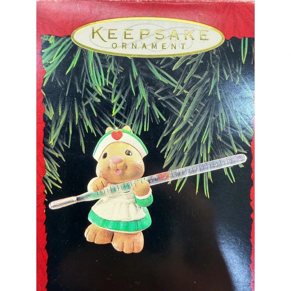 Hallmark Keepsake Ornament 1995 Christmas Fever Bunny Nurse Thermometer QX5967